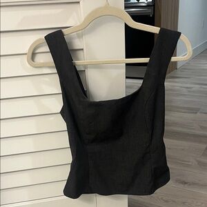 Reformation Black Square Neck Tank Top